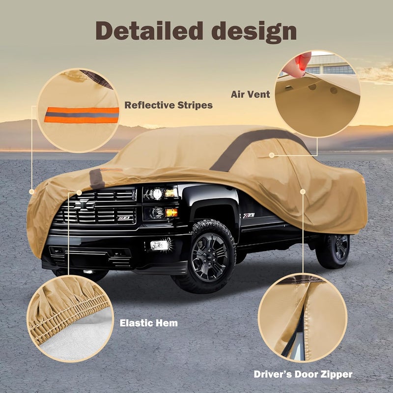 FSGRICH Silverado Car Cover Waterproof All Weather Compatible with Silverado, Outdoor Anti-UV Sun Rain Protection Truck Cover - Image 2